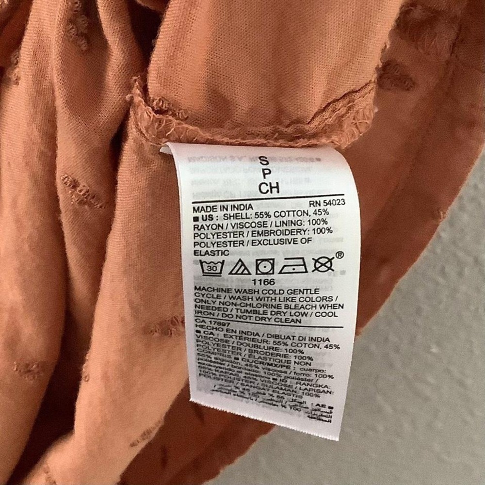 Orange Boho Chic Cottagecore Feminine Smocked Peasant Prairie Midi Dress S - Picture 5 of 6